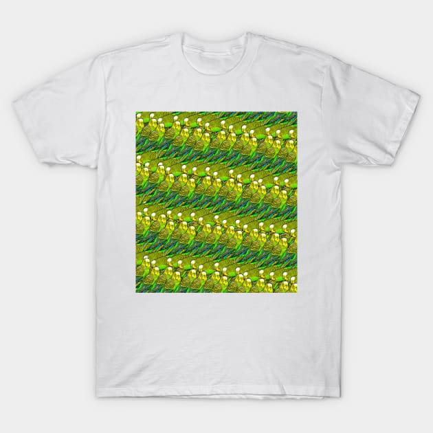 Budgie Wave Funny Pattern T-Shirt by BirdNerd